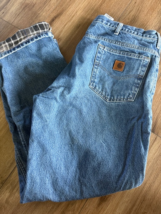Carhartt Other - Carhartt Men's Relaxed Light Blue Denim Work Jeans- flannel lined 38x32
